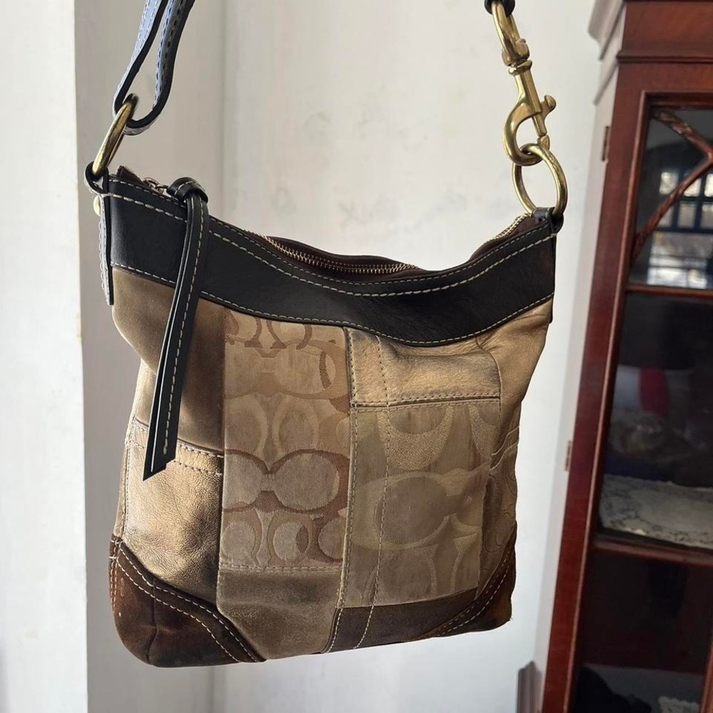 y2k 2000s Coach Gold Patchwork Hobo Cross body / shoulder bag